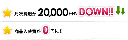 月次費用が20,000円もdown！商品入替費が0円に！