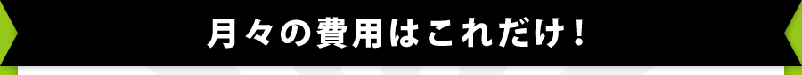 初期費用・月々の費用はこれだけ!
